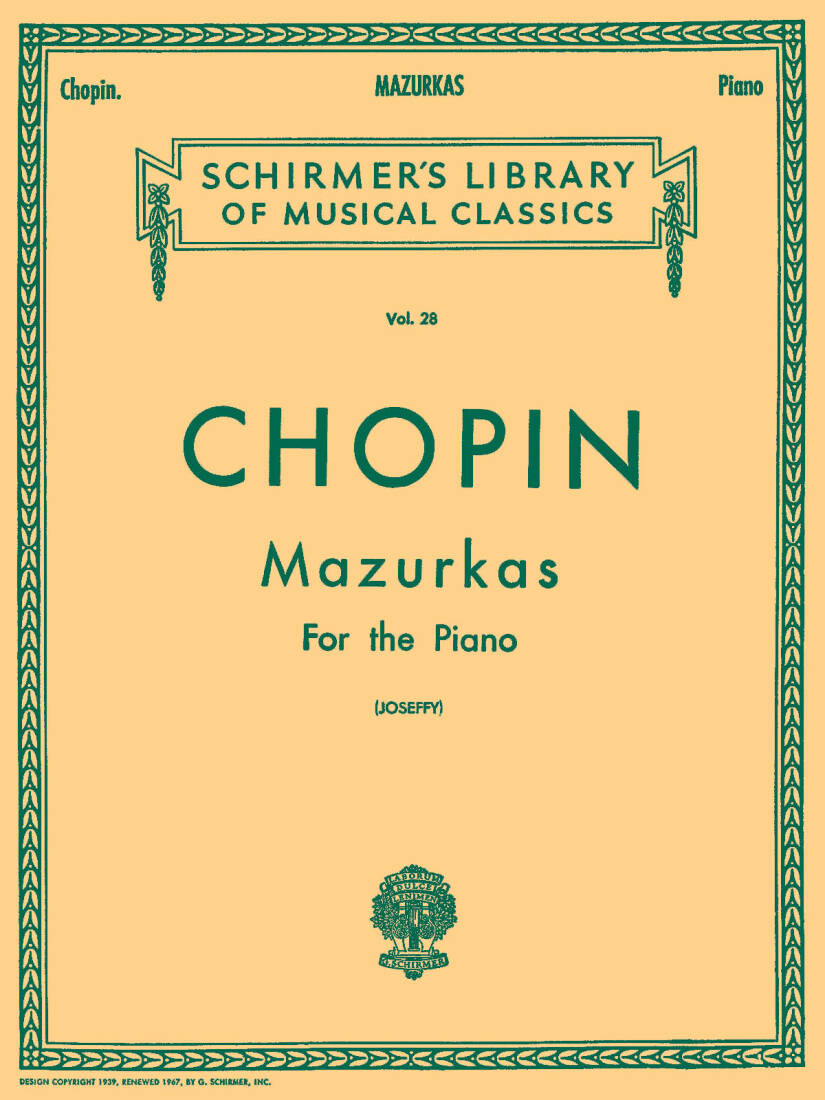 Mazurkas, Volume 28 - Chopin/Joseffy - Piano - Book