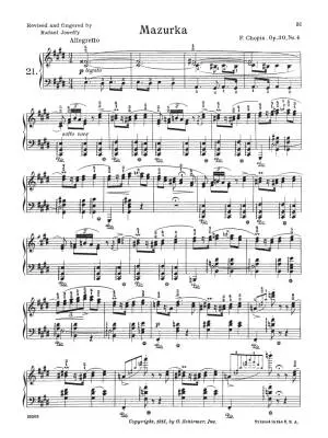 Mazurkas, Volume 28 - Chopin/Joseffy - Piano - Book