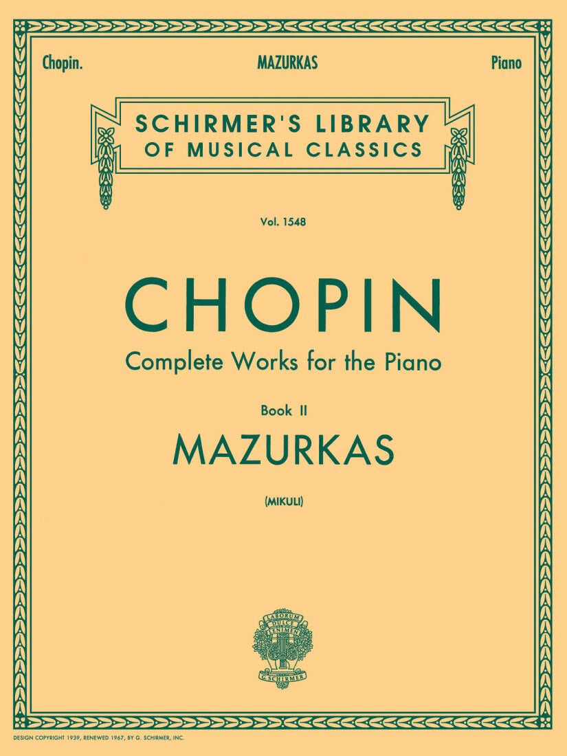 Mazurkas, Volume 1548 - Chopin/Mikuli - Piano - Book