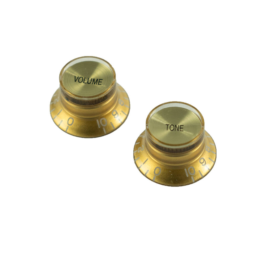 Left Hand Bell Knob Set of 2 - Gold with Gold Top