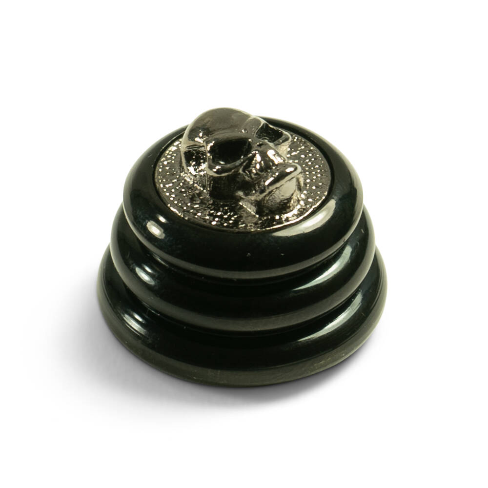 Knobs with Angry Skull Inlay - Ringo Black