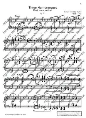 Three Humoresques, Op. 31 - Coleridge-Taylor - Piano - Book