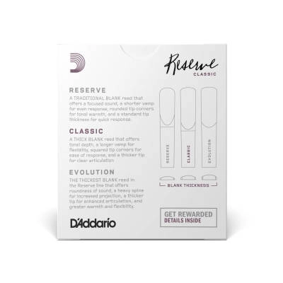 Reserve Classic Bb Clarinet Reeds - Strength 3.5+ - Pack of 10