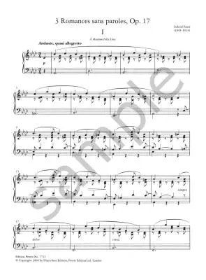 3 Romances sans Paroles Op. 17 - Faure/Howat - Piano - Book