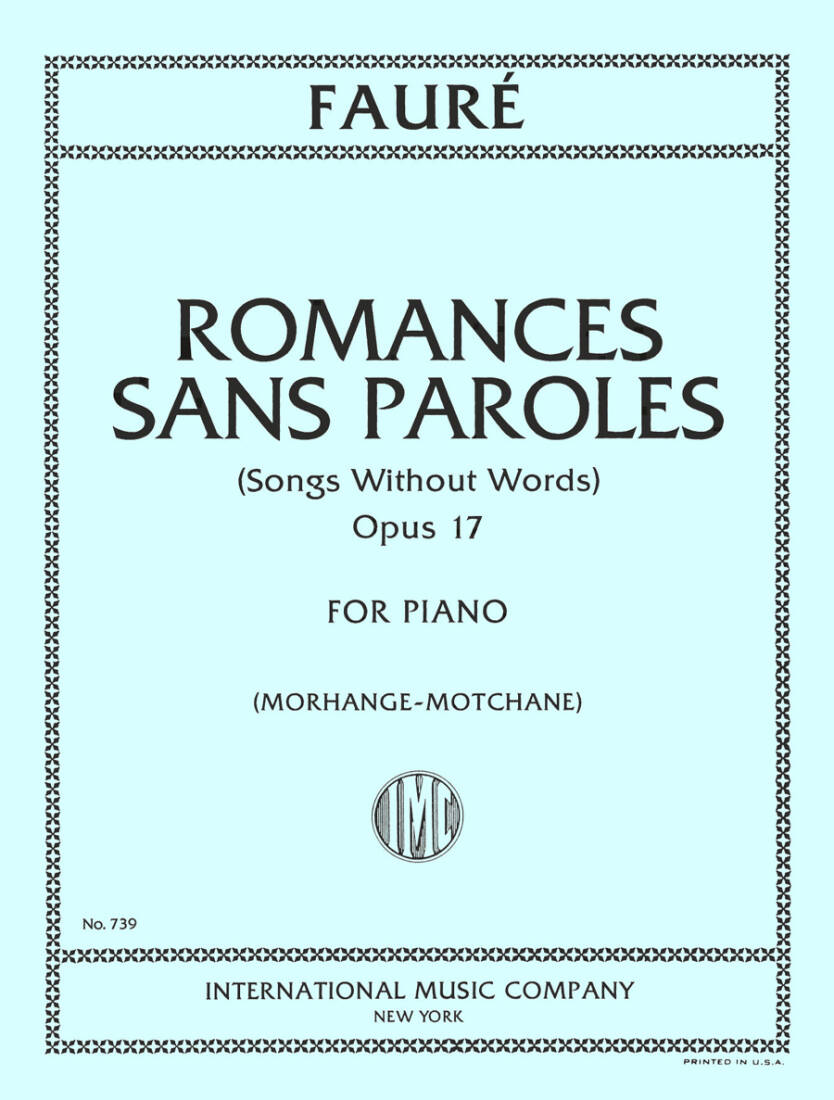 Song without Words (Romances sans Paroles), Op. 17 - Faure - Piano - Book