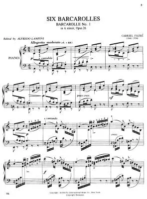 Six Barcarolles - Faure - Piano - Book
