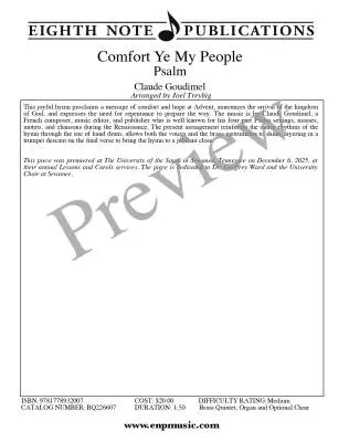 Comfort Ye My People - Goudimel/Treybig - Brass Quintet/Organ/Opt. Choir