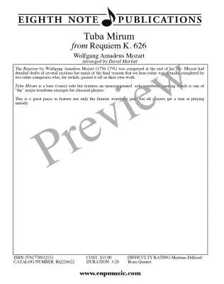 Tuba Mirum (from Requiem K. 626) - Mozart/Marlatt - Brass Quintet