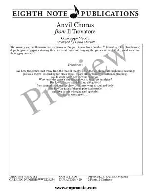 Anvil Chorus (from Il Trovatore) - Verdi/Marlatt - 2 Flutes and 2 Clarinets