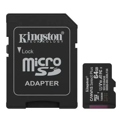 Kingston - Canvas Select Plus microSD Memory Card with SD Adapter - 64 GB
