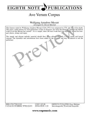Ave Verum Corpus - Mozart/Marlatt - Flexible Woodwind Ensemble