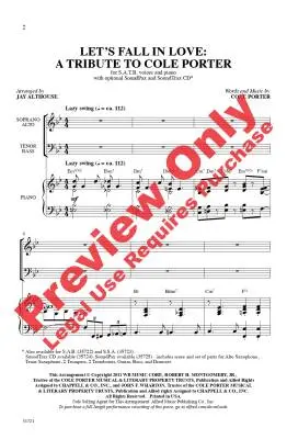 Let\'s Fall in Love (A Tribute to Cole Porter) - Althouse - Choral Octavo - SATB Accompanied