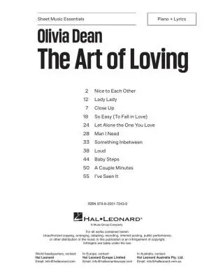 The Art of Loving - Dean - Piano/Lyrics - Book