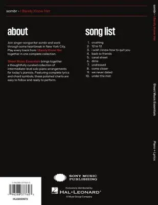 I Barely Know Her - sombr - Piano/Lyrics - Book