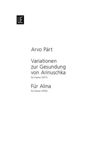 Variationen Zur Gesundung Von Arinuschka; Fur Alina - Part - Piano - Book