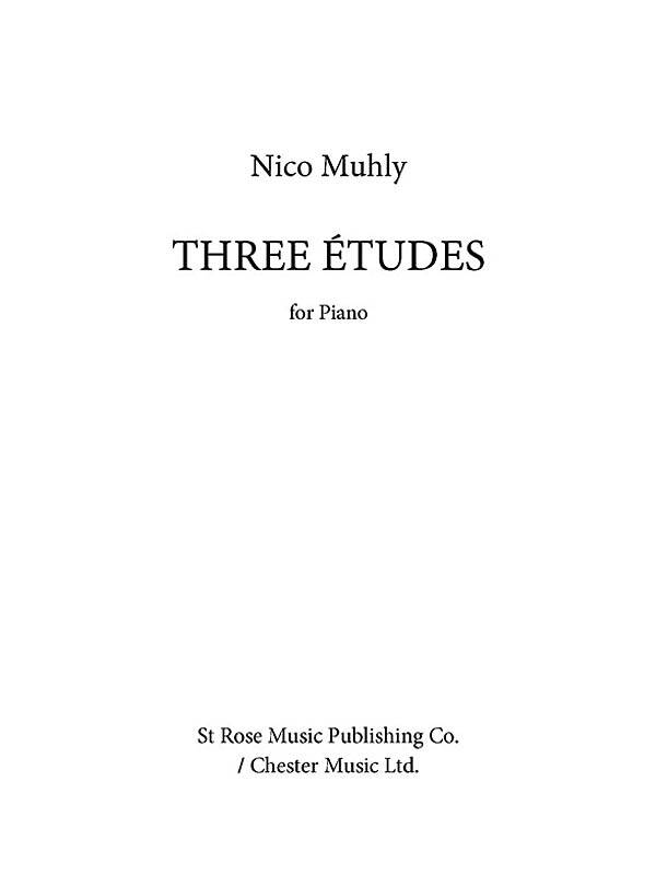 3 Etudes Piano - Muhly - Piano - Book