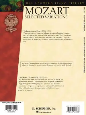 Selected Variations - Mozart/Edwards - Piano - Book/Audio Online