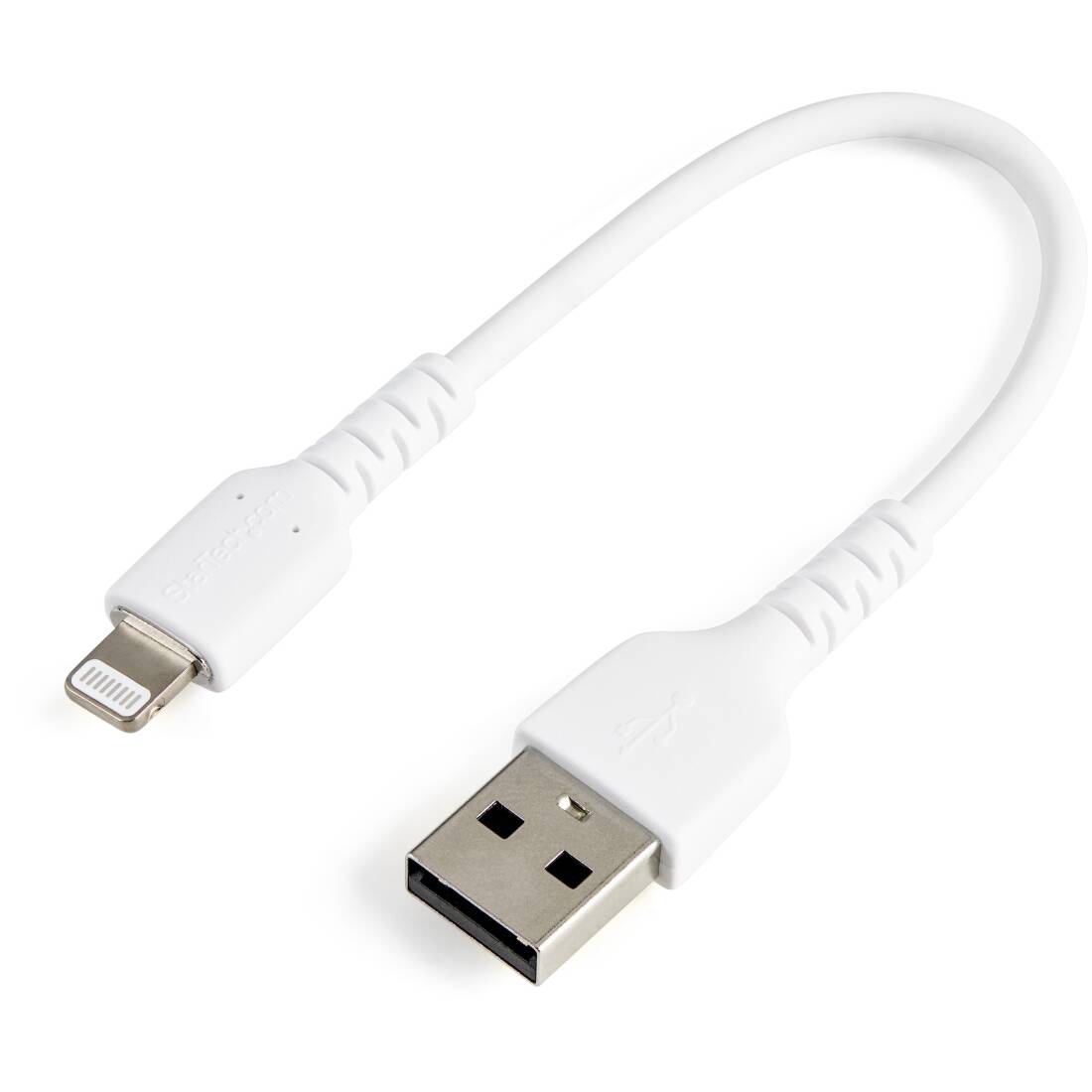 Durable USB-A to Lightning Cable, White - 6 inch