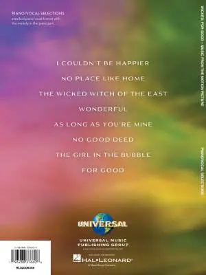 Wicked: For Good - Schwartz - Piano/Vocal/Guitar - Book