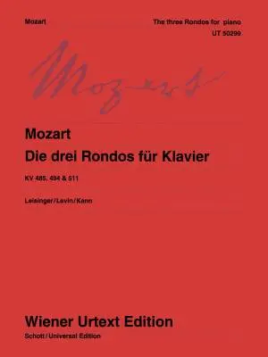 Wiener Urtext Edition - Three Rondos - Mozart - Piano - Book