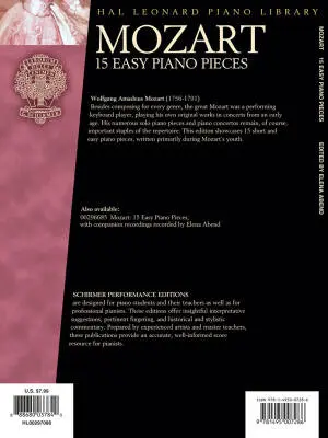 15 Easy Piano Pieces - Mozart/Abend - Piano - Book