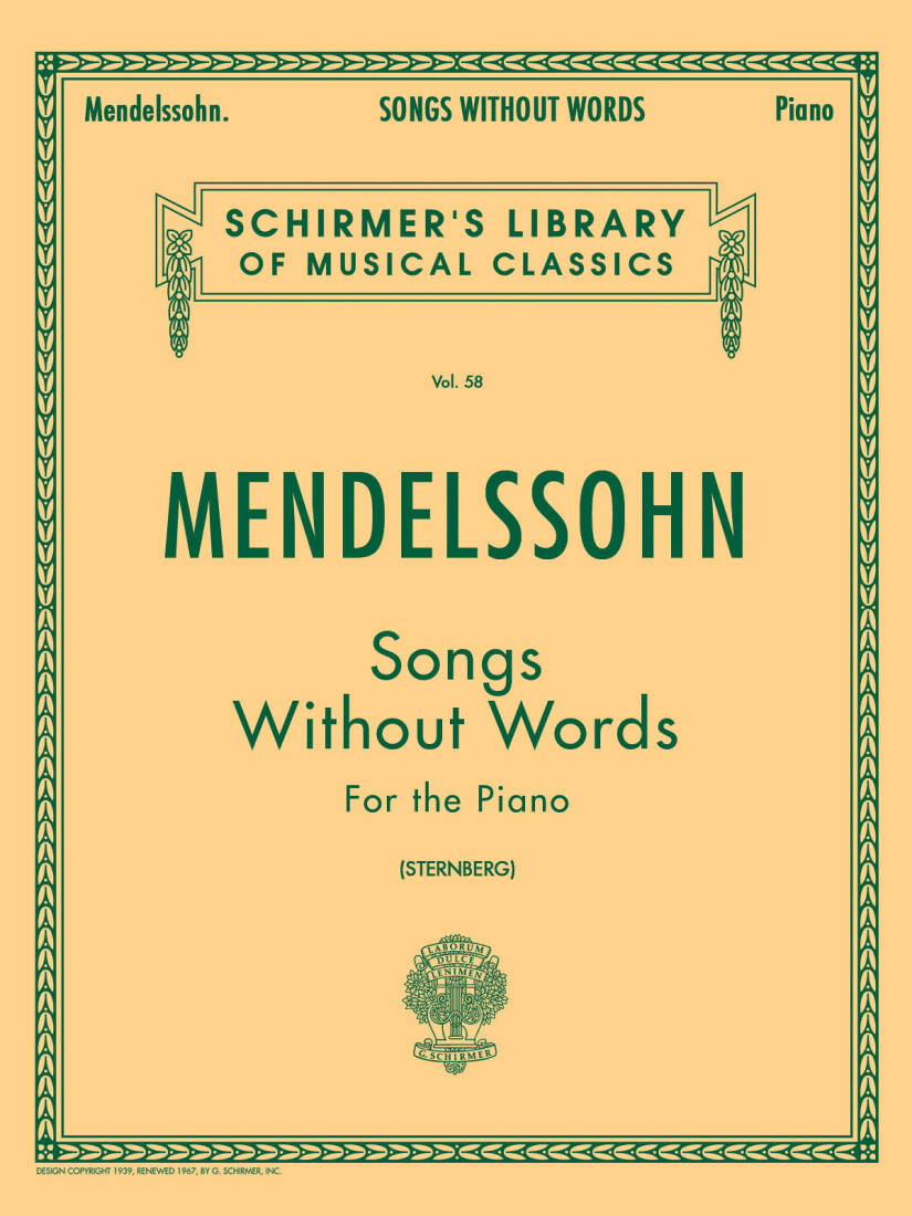 Songs Without Words - Mendelssohn/Von Sternberg - Piano - Book