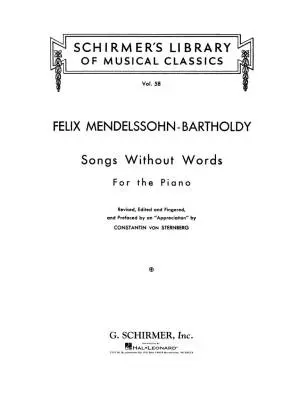Songs Without Words - Mendelssohn/Von Sternberg - Piano - Book