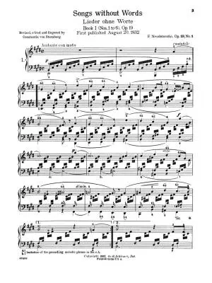 Songs Without Words - Mendelssohn/Von Sternberg - Piano - Book