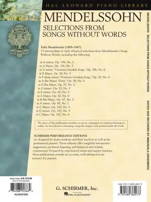 Selections from Songs Without Words - Mendelssohn/Gruenberg - Piano - Book/Audio Online