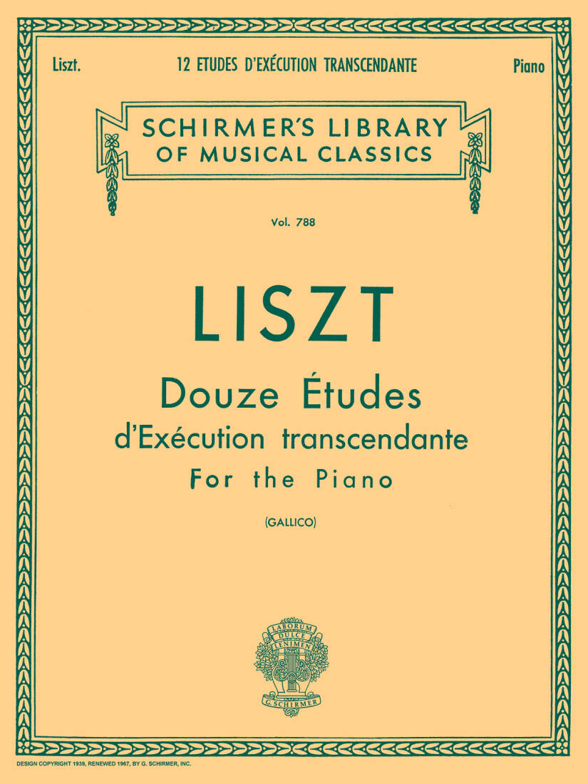12 Etudes d\'Execution Transcendante - Liszt/Gallico - Piano - Book