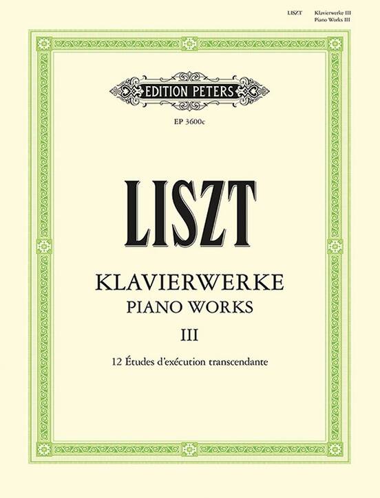 Piano Works, Vol. 3 (12 Transcendental Etudes) - Liszt/Sauer - Piano - Book