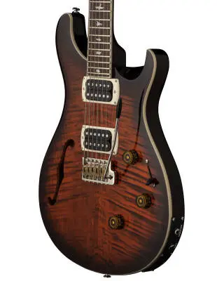 SE Custom 24 Semi-Hollow Piezo Electric Guitar with Gig Bag - Orange Tiger Smokeburst