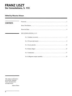 Six Consolations - Liszt/Hinson - Piano - Book