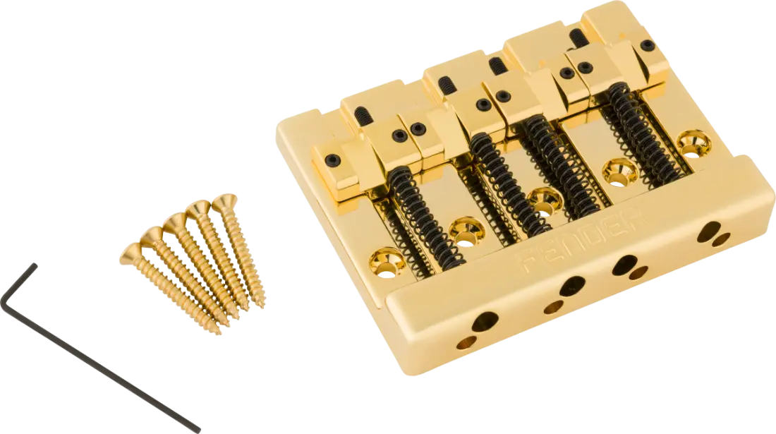 HiMass 4-string Bass Bridge Assembly with Brass Saddles - Gold