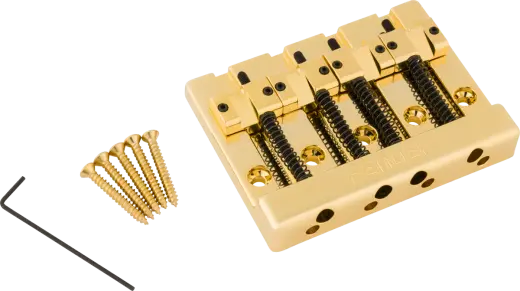 Fender - HiMass 4-string Bass Bridge Assembly with Brass Saddles - Gold