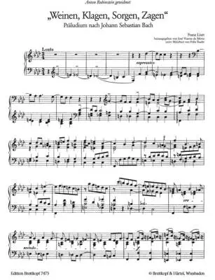 Variations on \'\'Weinen, Klagen\'\' - Liszt - Piano - Book