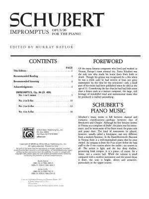 Impromptus, Opus 90 - Schubert/Baylor - Piano - Book