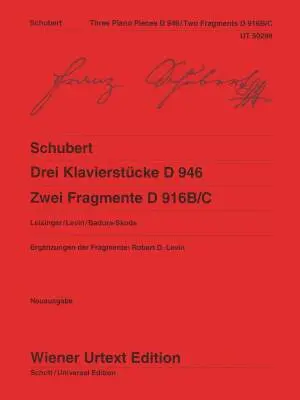 Wiener Urtext Edition - Three Piano Pieces, Two Fragments - Schubert/Leisinger - Piano - Book
