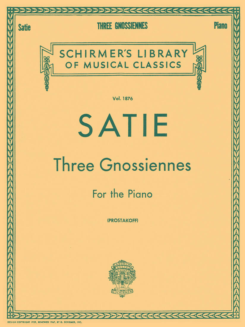 3 Gnossiennes - Satie/Prostakoff - Piano - Book
