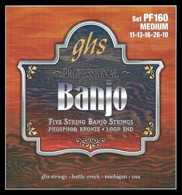 GHS Strings - Phosphor Bronze 5 String Banjo Medium Loop End