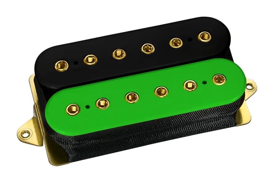 PAF Pro Humbucker Pickup, F-Spaced - Black/Green with Gold Poles