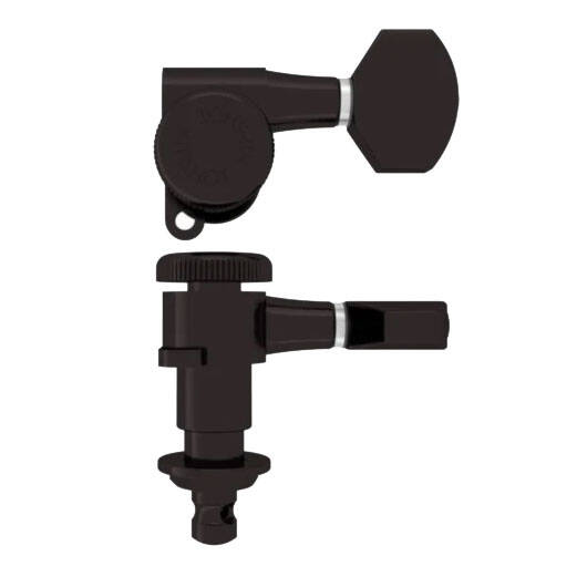 Grip-Lock Closed Guitar Tuning Machine - Black, Bass Side