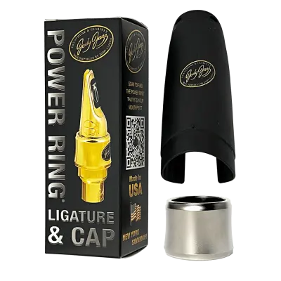 Soprano Saxophone Power Ring Ligature with Cap - Palladium Matte