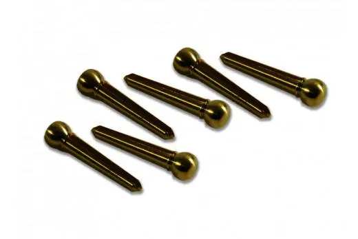 WD Music - Solid Brass Slotted Bridge Pins - Set of 6
