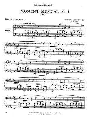 Six Moments Musicaux, Opus 16 - Rachmaninoff - Piano - Book