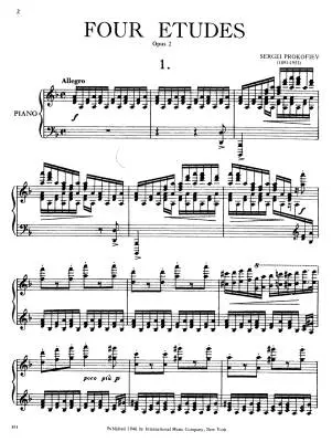 Four Etudes, Op. 2 - Prokofiev - Piano - Book