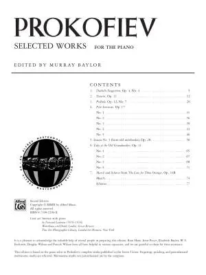 Selected Works - Prokofiev/Baylor - Piano - Book