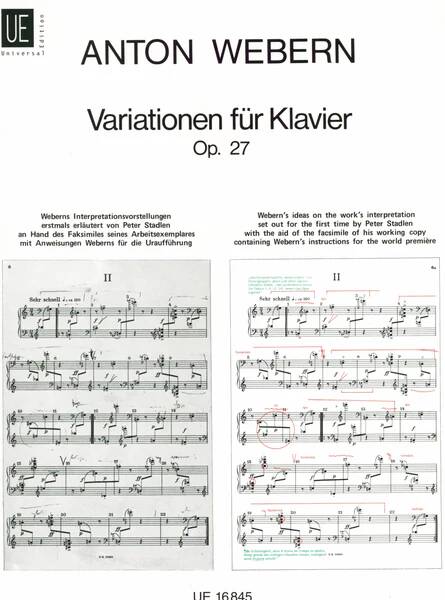 Variations, Op. 27 - Webern - Piano - Book