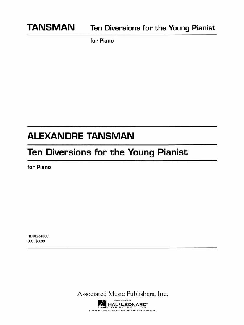 10 Diversions - Tansman - Piano - Book