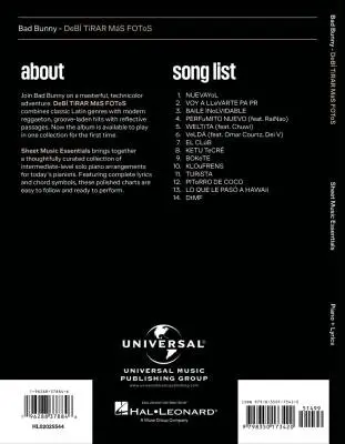 DeBi TiRAR MaS FOToS - Bad Bunny - Piano (Easy) - Book